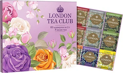 Набор чая 8 вкусов 60 пакетиков Лондон Ти Клаб Набор чая 8 вкусов 60 пакетиков Лондон Ти Клаб