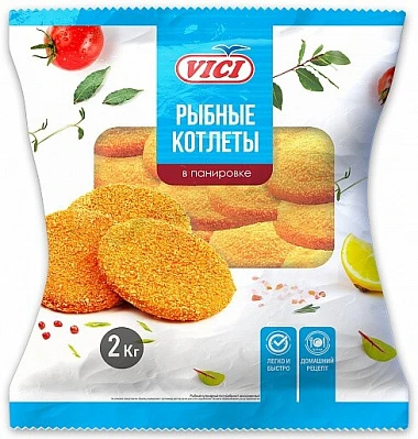 Рыбные котлеты в панировке 2 кг VICI