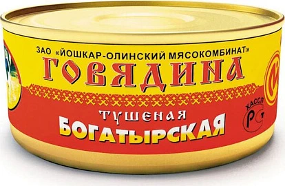 Говядина тушеная Богатырская 325 г Йола