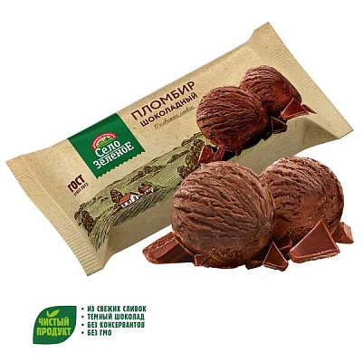 Пломбир шоколадный 15% 200 г Село Зелёное