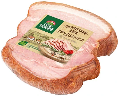 Грудинка варено-копченая Деревенская из свинины кат. Г 300 г Село Зелёное