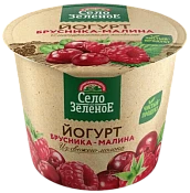 Йогурт с брусникой и малиной 3,5% 120 г Село Зелёное