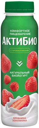 Биойогурт питьевой клубника-земляника 1,5% 260 г АктиБио Биойогурт питьевой клубника-земляника 1,5% 260 г АктиБио