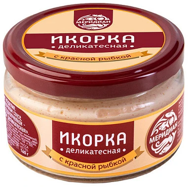Икорка с красной рыбкой Деликатесная 160 г Меридиан Икорка с красной рыбкой Деликатесная 160 г Меридиан
