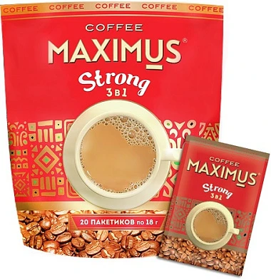 Кофе растворимый 3 в 1 Максимус Стронг 18 г