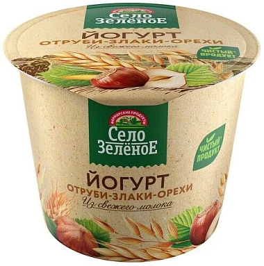 Йогурт с отрубями, злаками и орехами 3,5% 120 г Село Зелёное