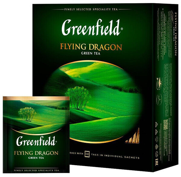 Чай зеленый Гринфилд Флаин драгон 100 пакетиков