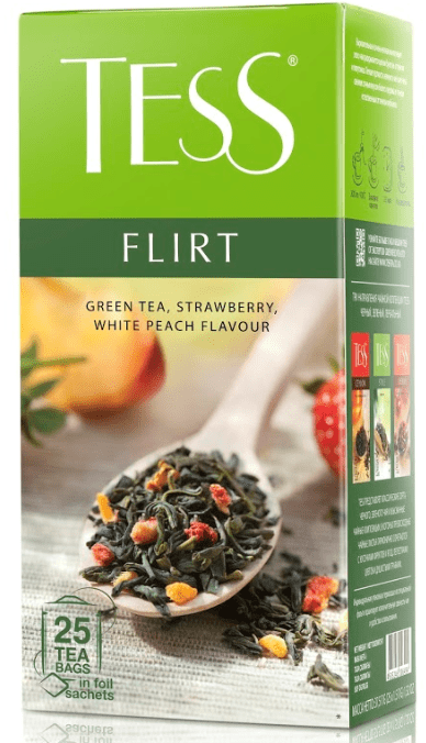 Чай зеленый Тесс Флирт с персиком и клубникой 25 пакетиков