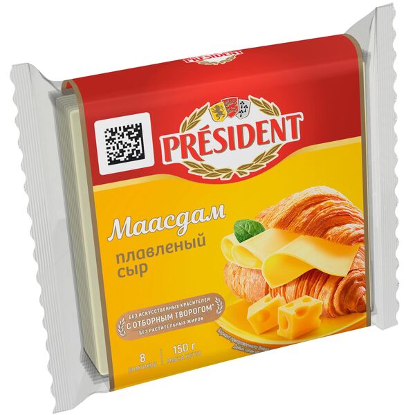 Сыр плавленый Маасдам в ломтиках 150г Президент