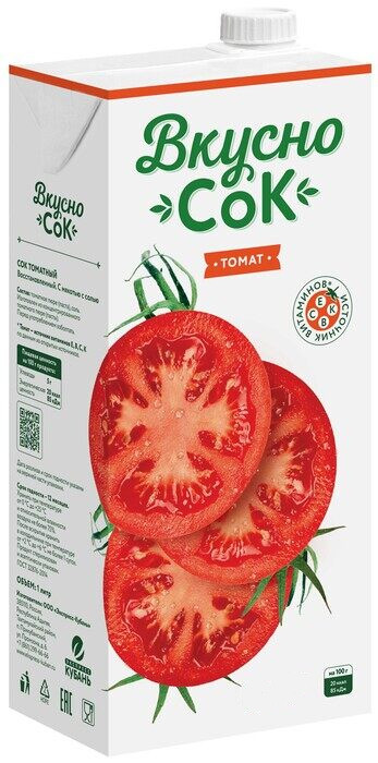 Сок ВкусноСок томатный ГОСТ 950мл