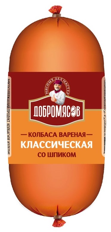 Колбаса вареная Классическая со шпиком 3-й сорт 350г Добромясов