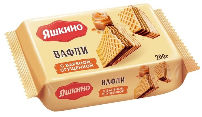 Вафли Яшкино с вареной сгущенкой 200г