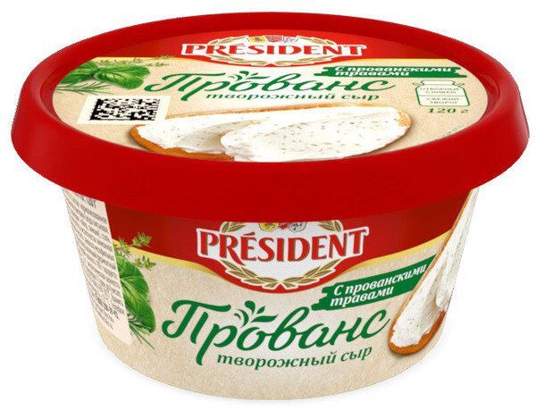 Сыр творожный с прованскими травами Прованс 120г Президент