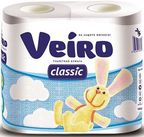 Туалетная бумага Veiro Classic двухслойная 4шт.
