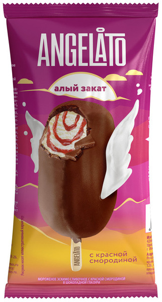 Эскимо Анжелато сливочное 10% со вкусом красной смородины в шоколадной глазури 70г
