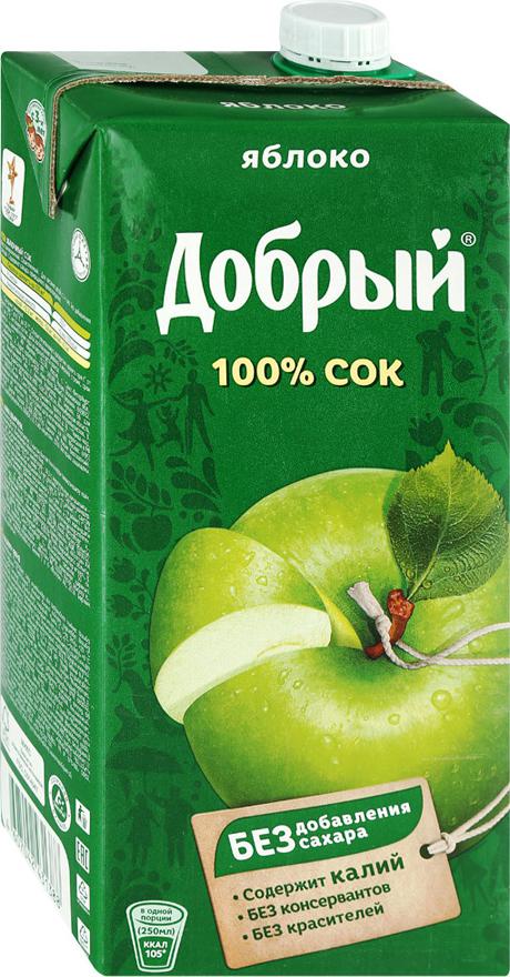 Сок яблочный Добрый 2л