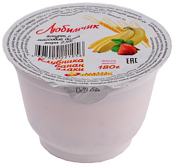 Йогурт Родная Любава клубника-банан-злаки м.д.ж 2,5% 180г
